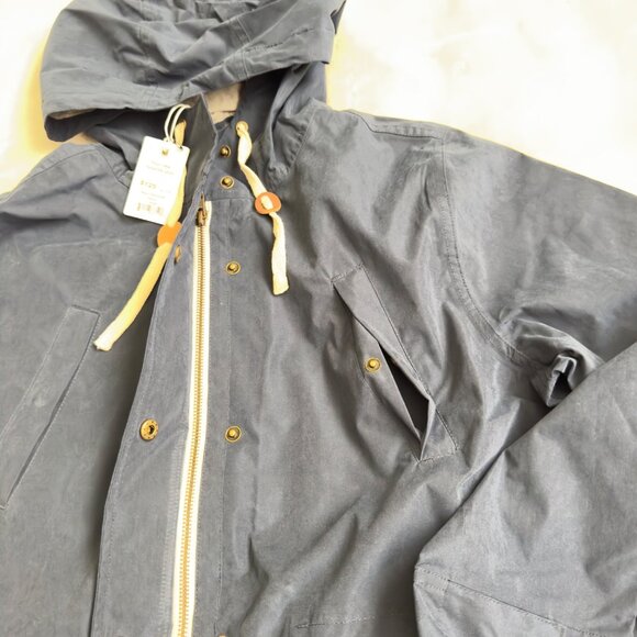 Marine Layer Milie Navy Blue Raincoat Hooded Lightweight Coat Large snap/zip New - Picture 8 of 16
